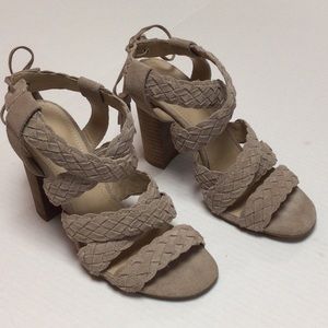 BCBGeneration Ledina Leather Braided Strappy Heels Sz 6